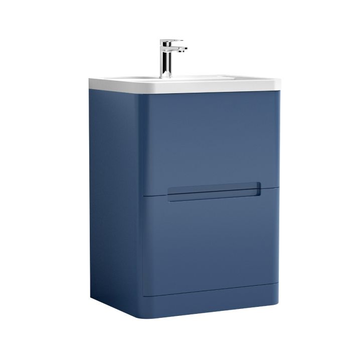 Dezine Nairn 600mm Satin Blue Floorstanding Vanity Unit