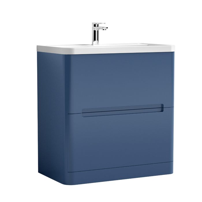 Dezine Nairn 800mm Satin Blue Floorstanding Vanity Unit