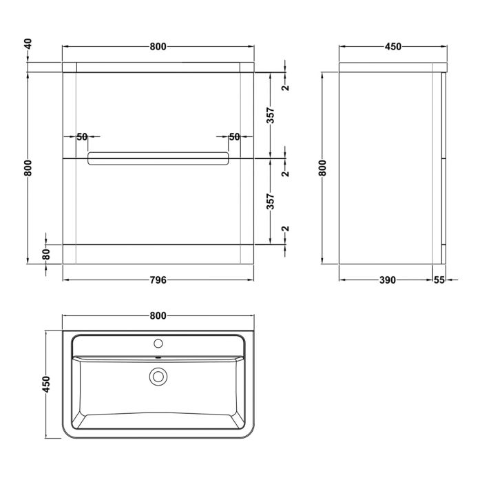 Dezine Nairn 800mm Satin Blue Floorstanding Vanity Unit