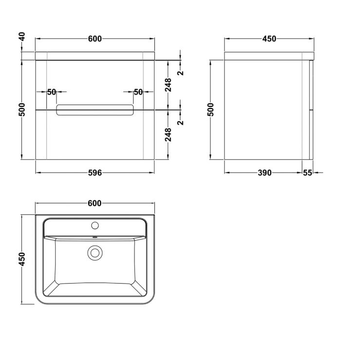 Dezine Nairn 600mm Satin White Stort Hung Vanity Unit