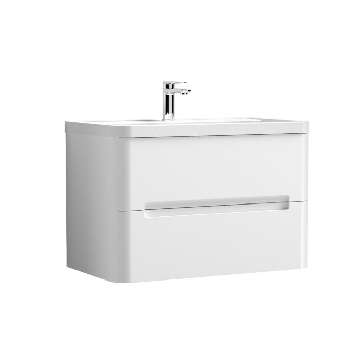 Dezine Nairn 800mm Satin White Stort Hung Vanity Unit