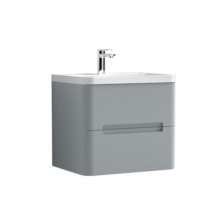 Dezine Nairn 600mm Satin Grey Stort Hung Vanity Unit