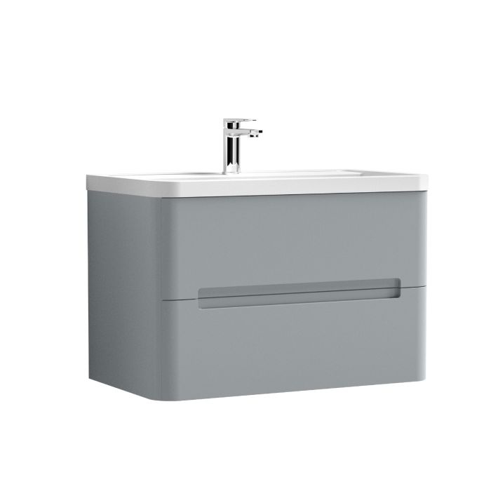 Dezine Nairn 800mm Satin Grey Stort Hung Vanity Unit