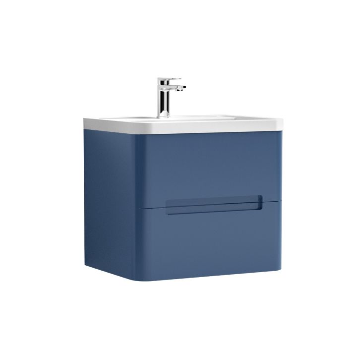 Dezine Nairn 600mm Satin Blue Stort Hung Vanity Unit