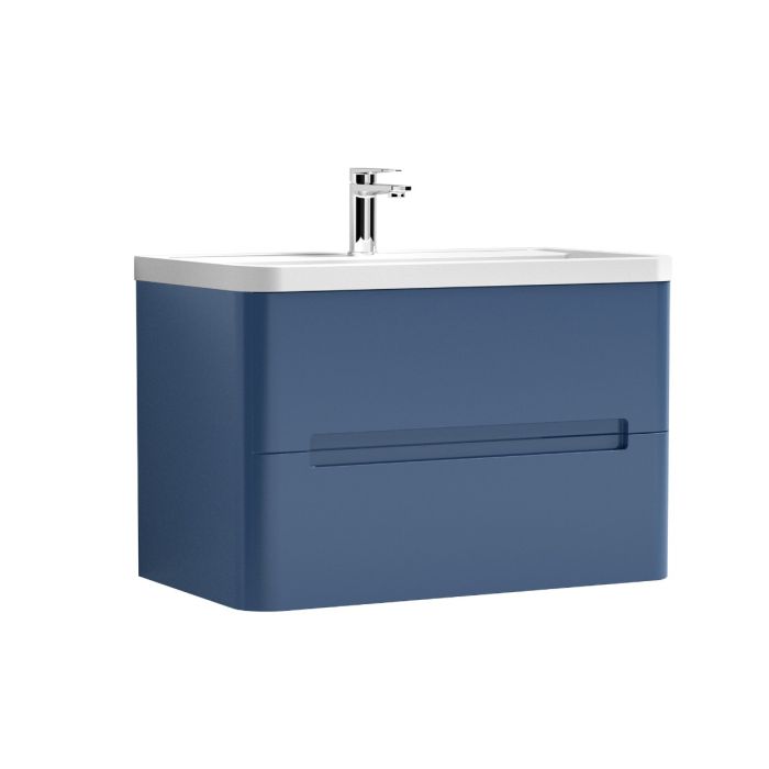 Dezine Nairn 800mm Satin Blue Stort Hung Vanity Unit