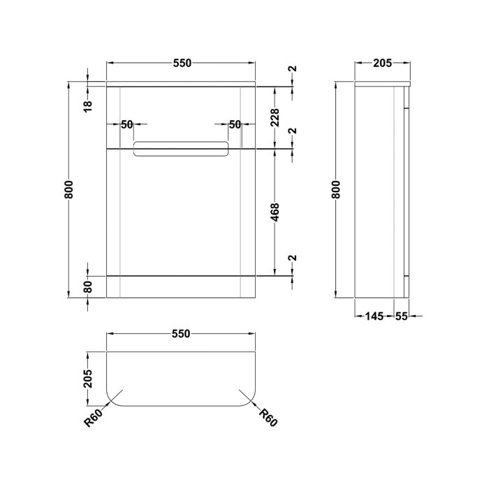 Dezine Nairn 550mm Satin White WC Unit