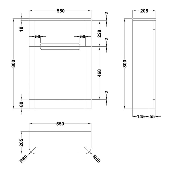 Dezine Nairn 550mm Satin Grey WC Unit