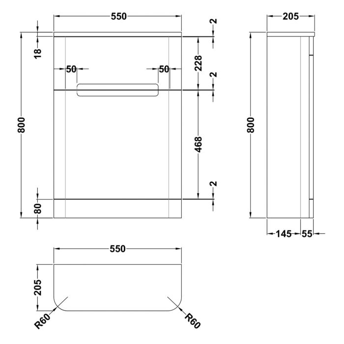 Dezine Nairn 550mm Satin Blue WC Unit