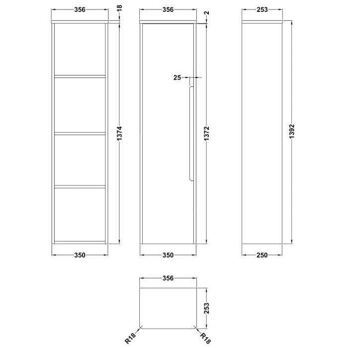 Dezine Nairn 350mm Satin White Tall Cupboard