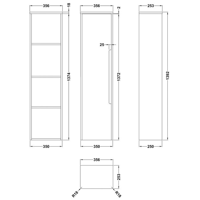 Dezine Nairn 350mm Satin Blue Tall Cupboard