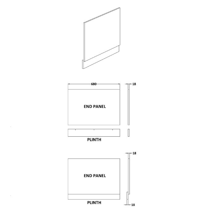 Dezine Chew Grey 700mm Bath End Panel with Plinth