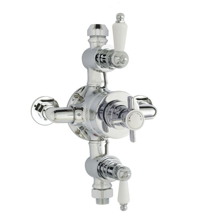 Dezine Blackwater Exposed Thermostatic Triple Shower Valve, 2 Outlet