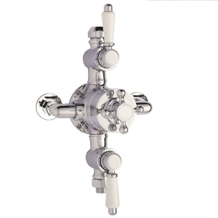 Dezine Earn Exposed Thermostatic Triple Shower Valve, 2 Outlet