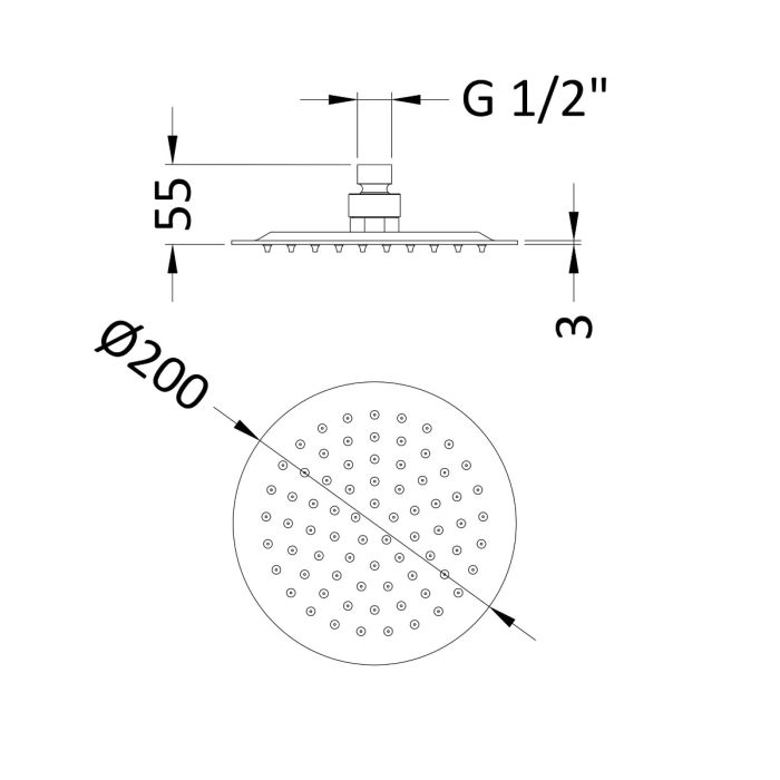 Dezine Pennar 10 200 x 200mm Bollin Gun Metal Rain Shower Head