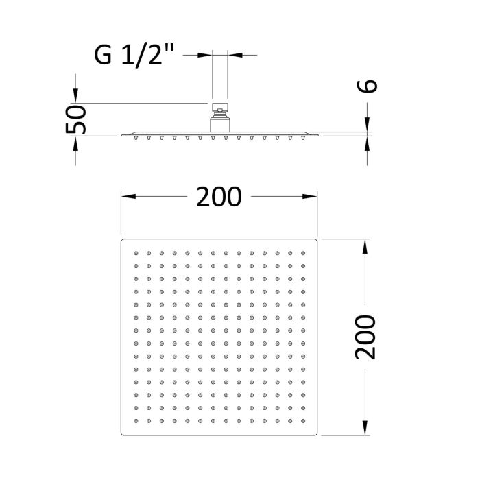 Dezine Cubo Grace 200 x 200mm Bollin Gun Metal Rain Shower Head