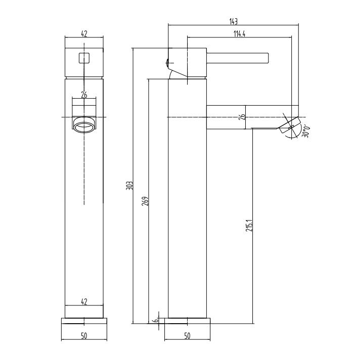 Dezine Rio High Rise Basin Mixer