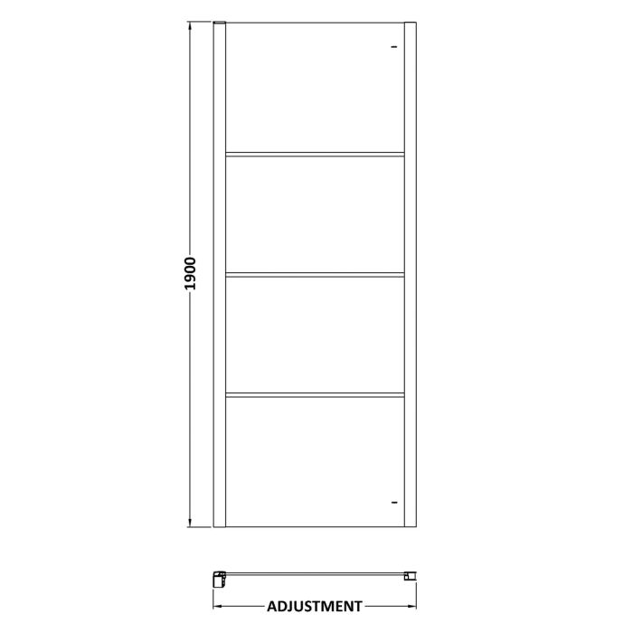 Dezine 8mm Matt Black Lined, 800mm Side Panel