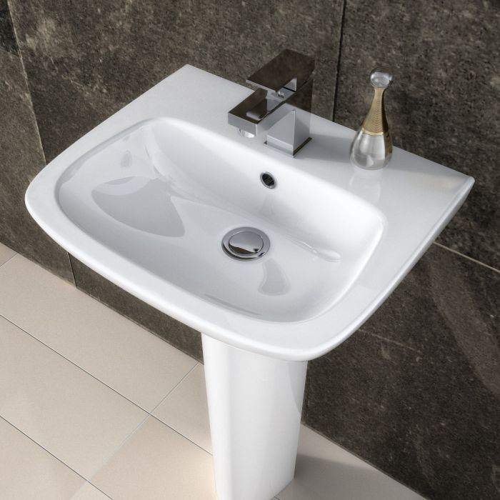 Dezine Mersey 450mm 1 Tap Hole Basin with Full Pedestal