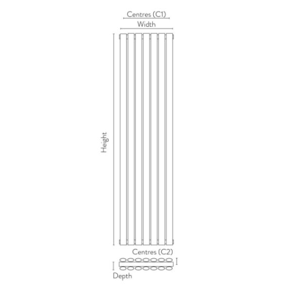 Dezine Arrow Anthracite Double Designer Radiator 1800mm X 413mm