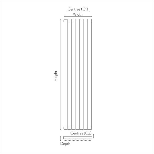 Dezine Arrow Anthracite Designer Radiator 1800mm X 413mm