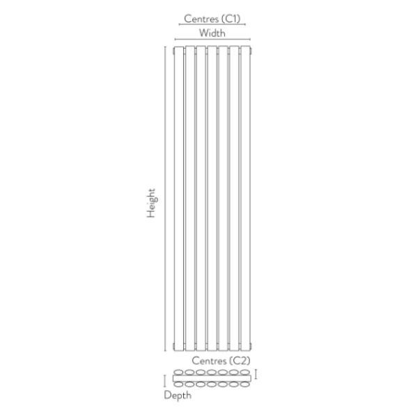 Dezine Arrow Anthracite Double Designer Radiator 1800mm X 531mm