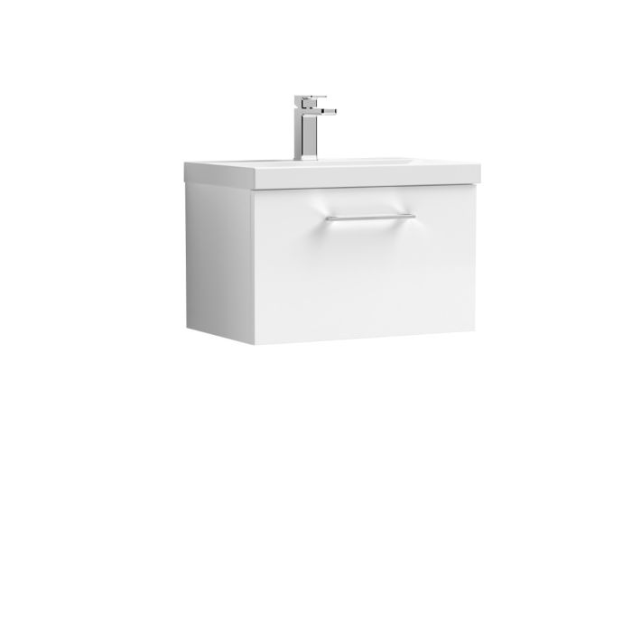 Dezine Avon 2 600mm Gloss White Stort Hung Vanity Unit, 40mm Basin