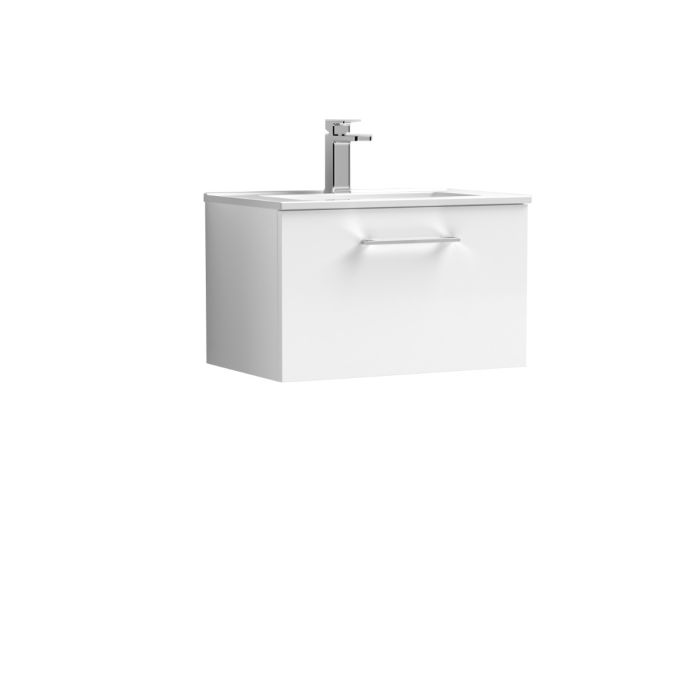 Dezine Avon 2 600mm Gloss White Stort Hung Vanity Unit, 18mm Basin