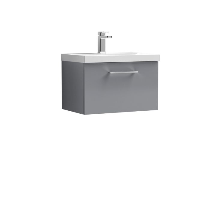 Dezine Avon 2 600mm Light Gloss Grey Stort Hung Vanity Unit, 40mm Basin