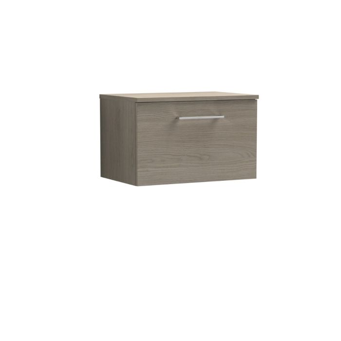 Dezine Avon 2 600mm Solace Oak Stort Hung Vanity Unit, MDF Solace Oak Worktop