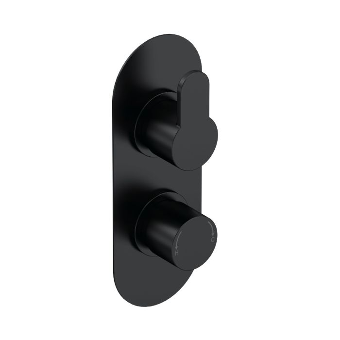 Dezine Pennar 10 Matt Black Round Concealed Twin Shower Valve with Diverter, 2 Outlet