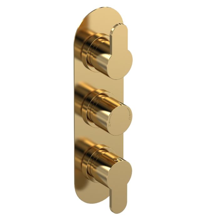 Dezine Pennar 10 Bollin Brass Round Concealed Triple Shower Valve, 2 Outlet