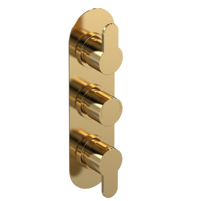 Dezine Pennar 10 Bollin Brass Round Concealed Triple Shower Valve with Diverter, 3 Outlet