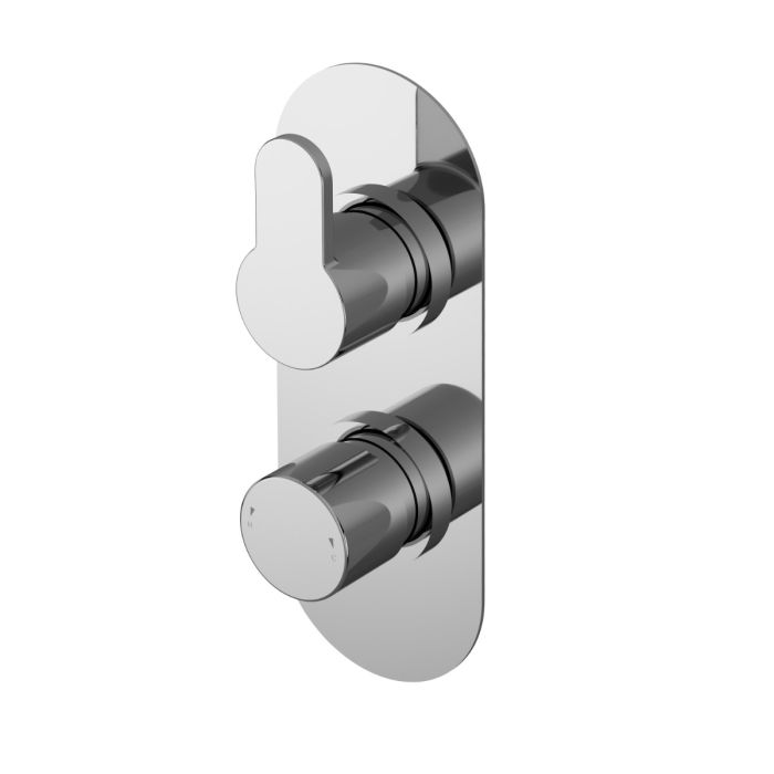 Dezine Pennar 10 Chrome Round Concealed Twin Shower Valve, 1 Outlet