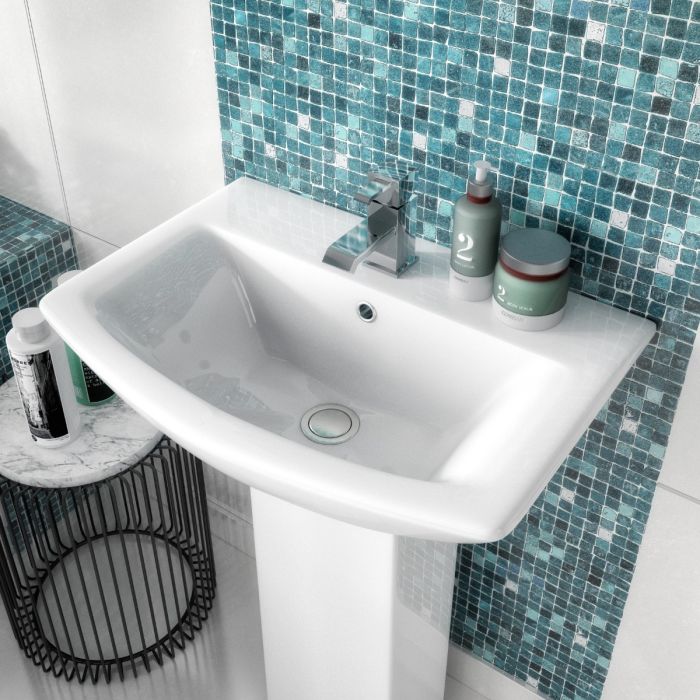 Dezine Loddon 500mm 1 Tap Hole Basin with Semi Pedestal