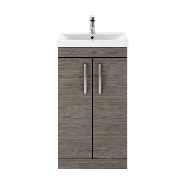 Dezine Nene 500mm Grey Avola Floor Standing 2 Door Vanity Unit, with Basin