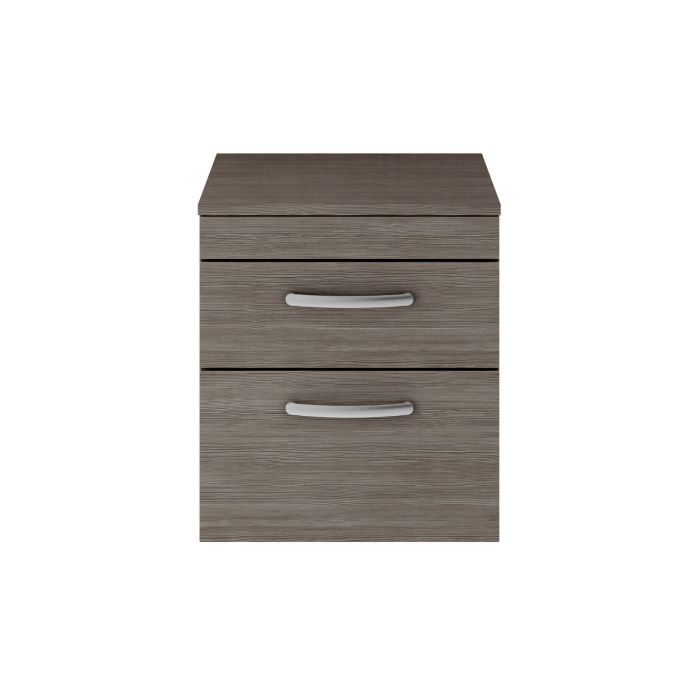 Dezine Nene 500mm Grey Avola Stort Hung 2 Drawer Vanity Unit, with Worktop