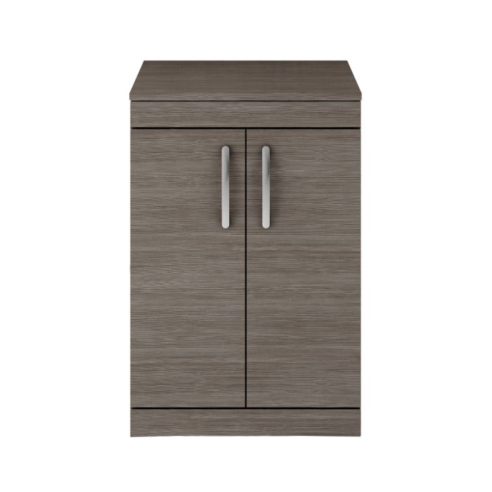 Dezine Nene 600mm Grey Avola Floor Standing 2 Door Vanity Unit, with Worktop