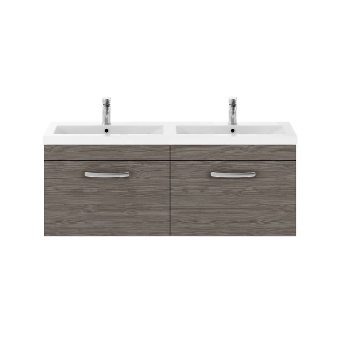 Dezine Nene 1200mm Grey Avola Stort Hung 2 Drawer Double Vanity Unit