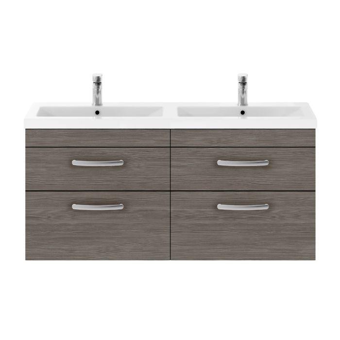 Dezine Nene 1200mm Grey Avola Stort Hung 4 Drawer Double Vanity Unit