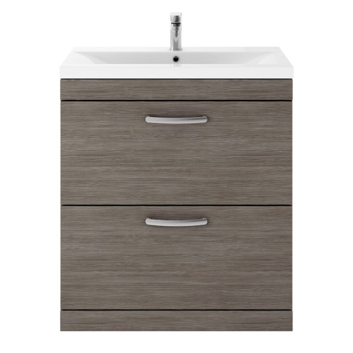 Dezine Nene 800mm Grey Avola Floor Standing 2 Drawer Vanity Unit, with Basin