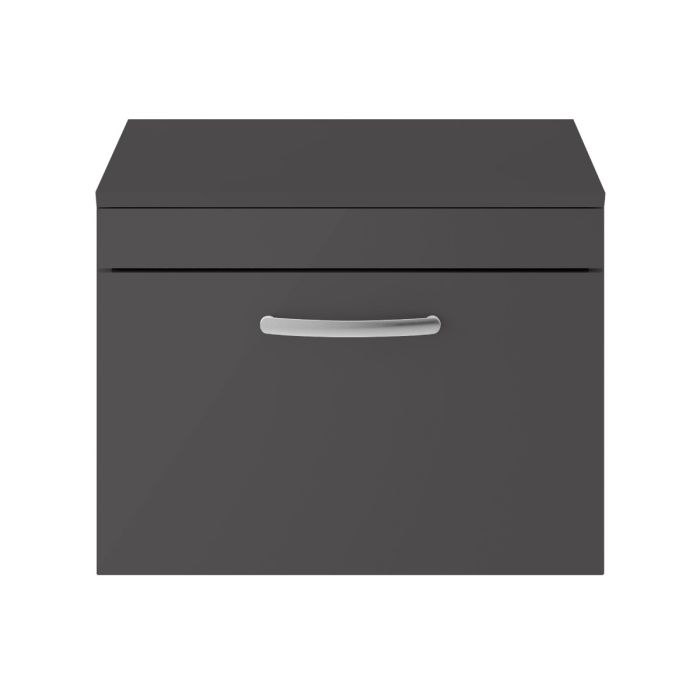 Dezine Nene 600mm Gloss Grey Stort Hung 1 Drawer Vanity Unit, with Worktop