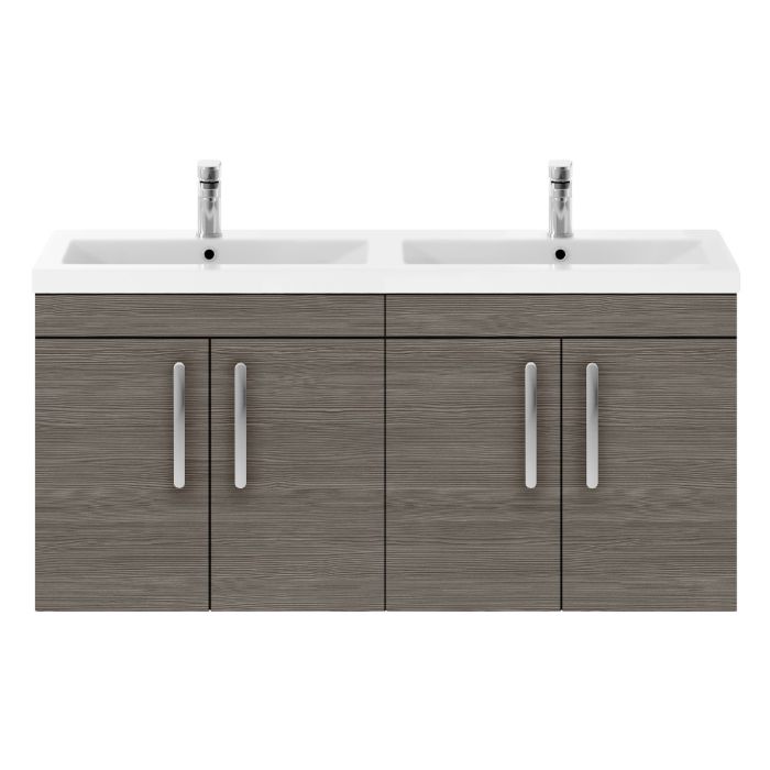 Dezine Nene 1200mm Grey Avola Stort Hung 4 Door Double Vanity Unit