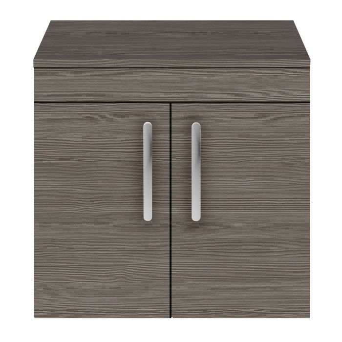 Dezine Nene 600mm Grey Avola Stort Hung 2 Door Vanity Unit, with Worktop