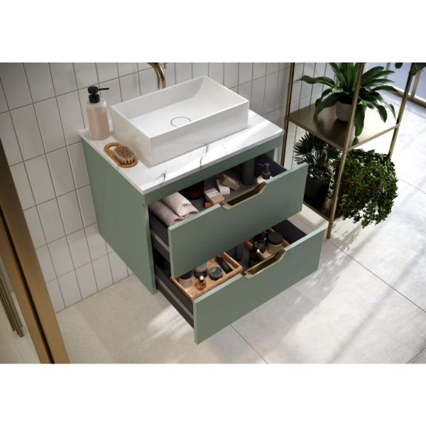 Dezine Erewash 590mm Sage Green Stort Hung Vanity Unit