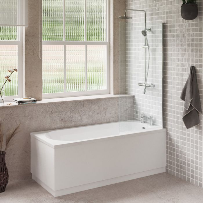 Dezine Lagan Bath Pack with Bath, Radius Bath Screen, Tap, Shower and Panel