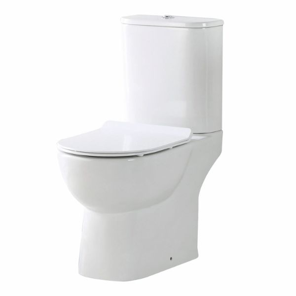 Dezine Lowther Rimless Open Back Close Coupled Toilet with Nith Soft Close Seat