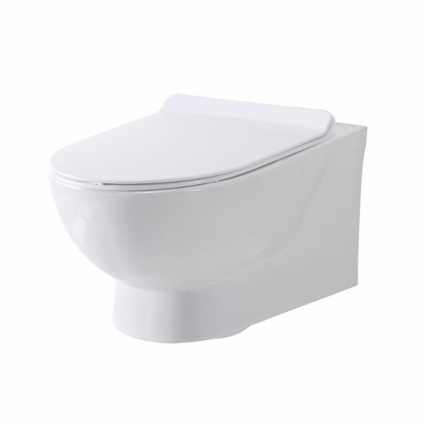 Dezine Lowther Rimless Stort Hung Toilet With Wrap Over Soft Close Seat