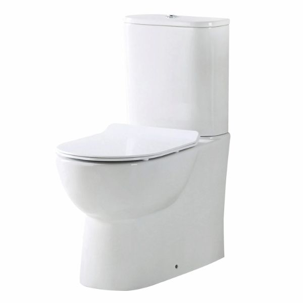 Dezine Lowther Rimless Close Coupled Toilet with Wrapover Soft Close Seat