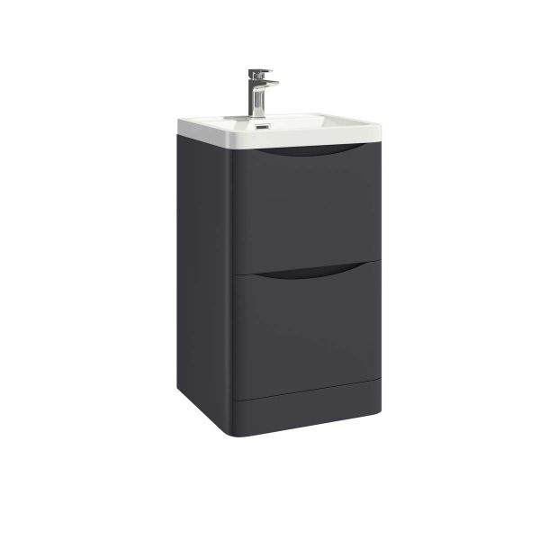 Dezine Calder 500mm Matt Grey Floorstanding Vanity Unit with Countertop and Basin