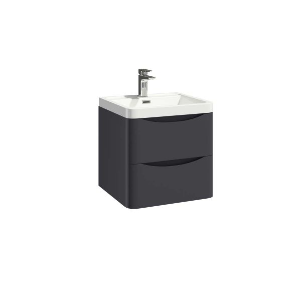 Dezine Calder 500mm Matt Grey Stort Hung Vanity Unit with Countertop and Basin